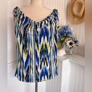 Multicolored Sleeveless Cowl Neck Top